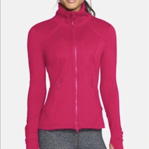 Zella Hot Barbie Pink Full Zip Track Jacket Sweatshirt Thumbholes Size XS